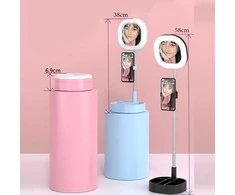 LED "Selfie" veidrodis su stovu - Juoda