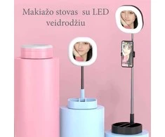 LED "Selfie" veidrodis su stovu - Juoda