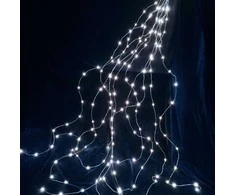 LED švieselių girlianda ant sidabrinių vielučių, 200 LED, 10x2 m, šaltai balta, IP44