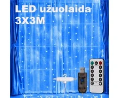 LED USB Užuolaida - Girlianda, mėlyna