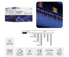 LED varveklių užuolaida, 300 LED, 12 m, spalvota