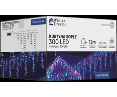 LED varveklių užuolaida, 300 LED, 12 m, spalvota