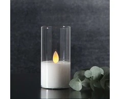 Pakabinamas šviestuvas LED žvakė su tikro stiklo gaubtu, 12,5 cm