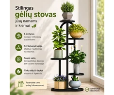 Metalinis augalų stovas 6 vazonams, 90 cm