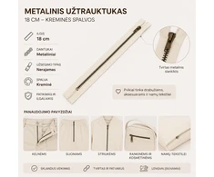 Metalinis užtrauktukas 18 cm – baltos spalvos
