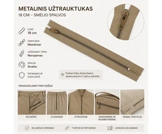 Metalinis užtrauktukas 18 cm – smėlio spalvos