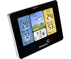 Meteorologinė stotis RCC – Elektroninė, bevielė, jutiklinė, juoda