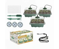Mini šiltnamių rinkinys daiginimui su LED apšvietimu – 3 vnt.