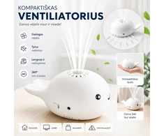 Mini ventiliatorius su skraidančiu kamuoliuku (baltas)