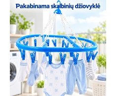 Pakabinama džiovyklė smulkiems skalbiniams su segtukais
