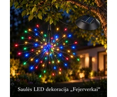 Pakabinama saulės LED dekoracija „fejerverkai“, įvairiaspalvė