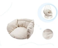 Boho stiliaus pakabinamas krėslas su pagalvėle 80 cm | 150 kg | spalva: ecru
