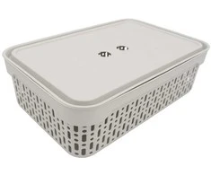 Plastikinė dėžė su dangčiu 40×30×13 cm BALTA