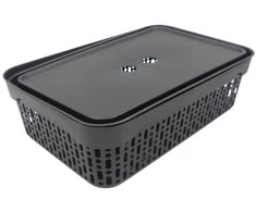 Plastikinė dėžė su dangčiu 40×30×13 cm JUODA