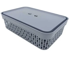 Plastikinė dėžė su dangčiu 40×30×13 cm PILKA