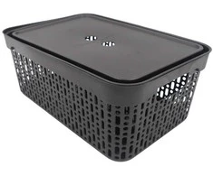 Plastikinė dėžutė su dangčiu, 30×20×13 cm JUODA