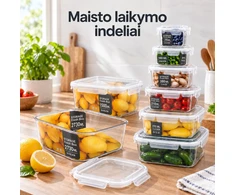 Plastikinių maisto laikymo indų rinkinys su dangčiais (6 vnt.) TR2358B