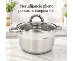 Puodas su stikliniu dangčiu 3,9 l TR2295B