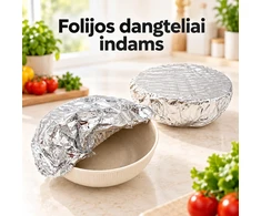 Sidabrinės maisto uždengimo plėvelės su elastine juosta