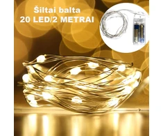Šiltai balta LED girlianda, 20 LED, 2 m AA