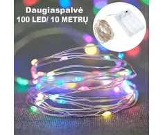 Spalvota LED girlianda, 100 LED, 10 m AA