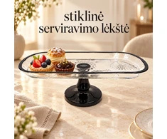 Stačiakampė stiklinė serviravimo lėkštė