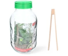 Bikuva.lt Stiklainis 5 L su plastikiniu dangteliu ir žnyplėmis