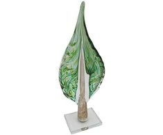 Stiklinė dekoracija „Lapas“, 12×7×32.5 cm Žalias