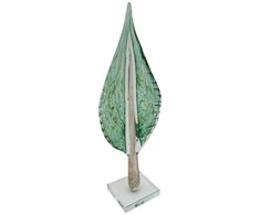Stiklinė dekoracija „Lapas“, 13×9×41 cm ŽALIAS