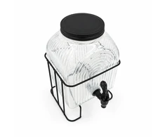 Stiklinė gėrimų talpa su kraneliu ir metaliniu stovu, 3,9 l