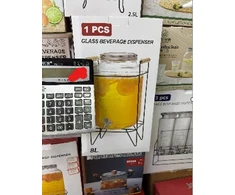 Stiklinė gėrimų talpa su kraneliu ir stovu, 8 l