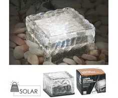 Stiklinė saulės lempa – kubas 7 × 7 × 5 cm, šaltai balta LED