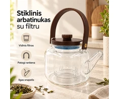 Stiklinis arbatinukas su dangteliu 1000 ml