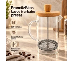 Stiklinis kavinukas su nuspaudžiamu filtru 800 ml