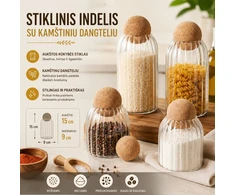 Stiklinis maisto saugojimo indas 15 CM.