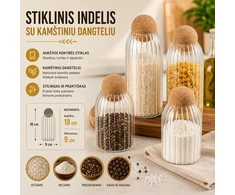 Stiklinis maisto saugojimo indas 18 CM.
