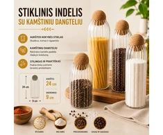 Stiklinis maisto saugojimo indas 24 CM.