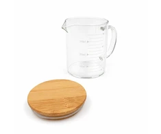 Stiklinis puodelis su bambukiniu dangteliu ir matavimo skale 250 ml
