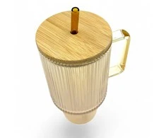 Stiklinis puodelis su šiaudeliu "BAMBOO"