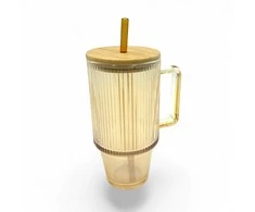 Stiklinis puodelis su šiaudeliu "BAMBOO"