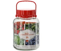 Stiklinis universalus stiklainis 2 L su plastikiniu dangteliu
