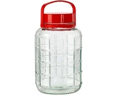 Stiklinis universalus stiklainis 2 L su plastikiniu dangteliu