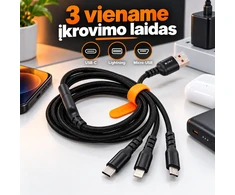 Universalus 3 viename įkrovimo laidas EZRA DC302 15 W