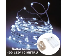 USB LED girlianda, 100 LED, 10 m, šaltai balta