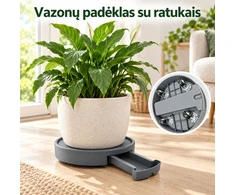Vazono padėkliukas su ratukais 32 × 6 cm