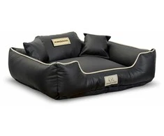 Aio Factory Šuns guolis KINGDOG ECO LEATHER 100x75 cm, nuimamas, personalizuotas, neslystantis, juodas
