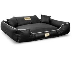 Aio Factory Šuns guolis KINGDOG ECO LEATHER 115x95 cm, nuimamas, personalizuotas, neslystantis, juodas