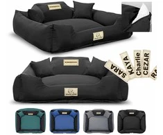Aio Factory Šuns guolis KINGDOG MM43 75x65 cm, nuimamas, neslystantis, juodas, personalizuotas