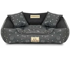 Aio Factory Šuns guolis KINGDOG voljeras 75x65 cm personalizuotas vandeniui atsparus sidabro spalvos kaulas