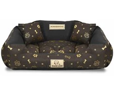 Aio Factory Šuns guolis KINGDOG voljeras 75x65 cm personalizuotas vandeniui atsparus auksinis kaulas